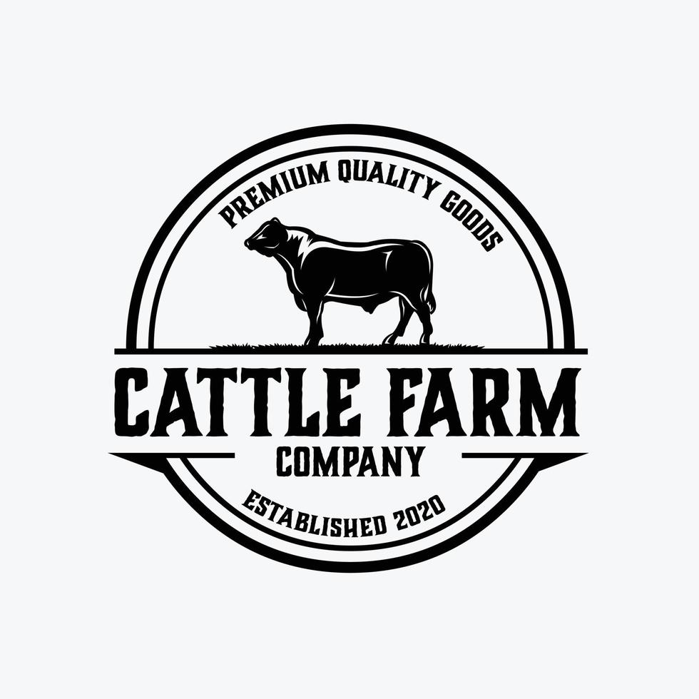 Cattle Farm Ranch Emblem Logo Vector Design. Best for Livestock Angus Related Industry