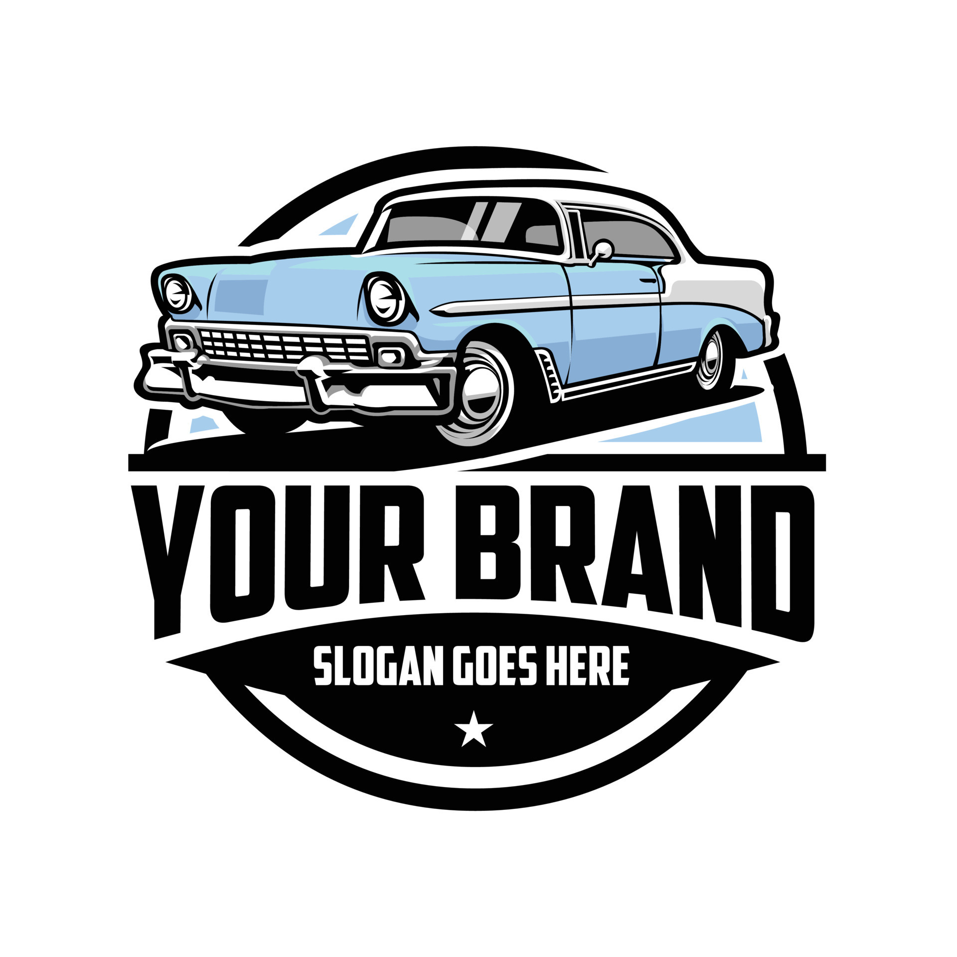 Classic Car Emblem Circle Logo Vector Art Design. Ready Made Vintage