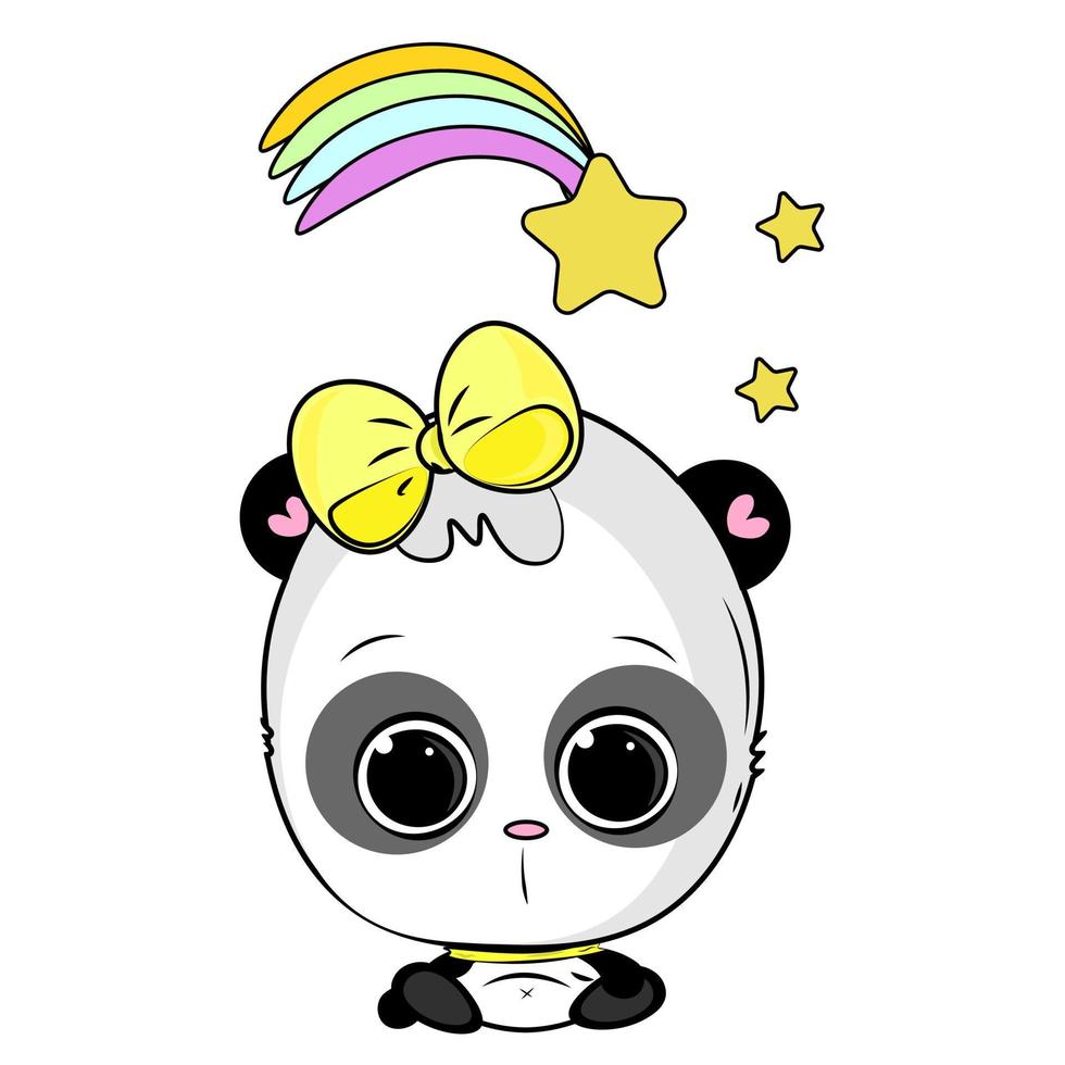 illustration of a cute panda with a bow vector