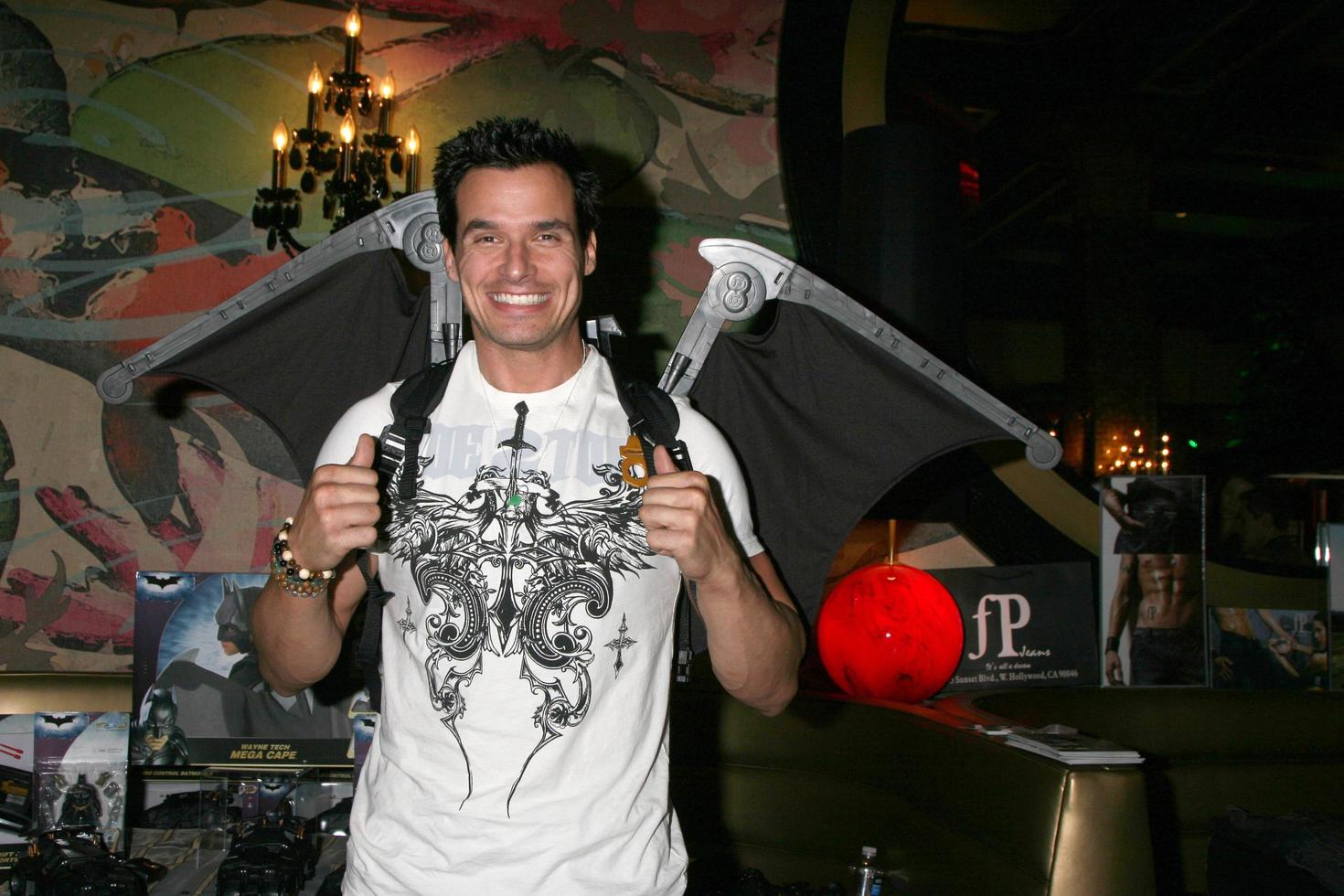 Antonio Sabato Jr  wearing a pair of play Batman wings from Mattel promoting the Dark Knight movieGBK MTV Movie Awards Gifting Suites Crimson  OperaLos Angeles  CAMay 31 20082008 photo