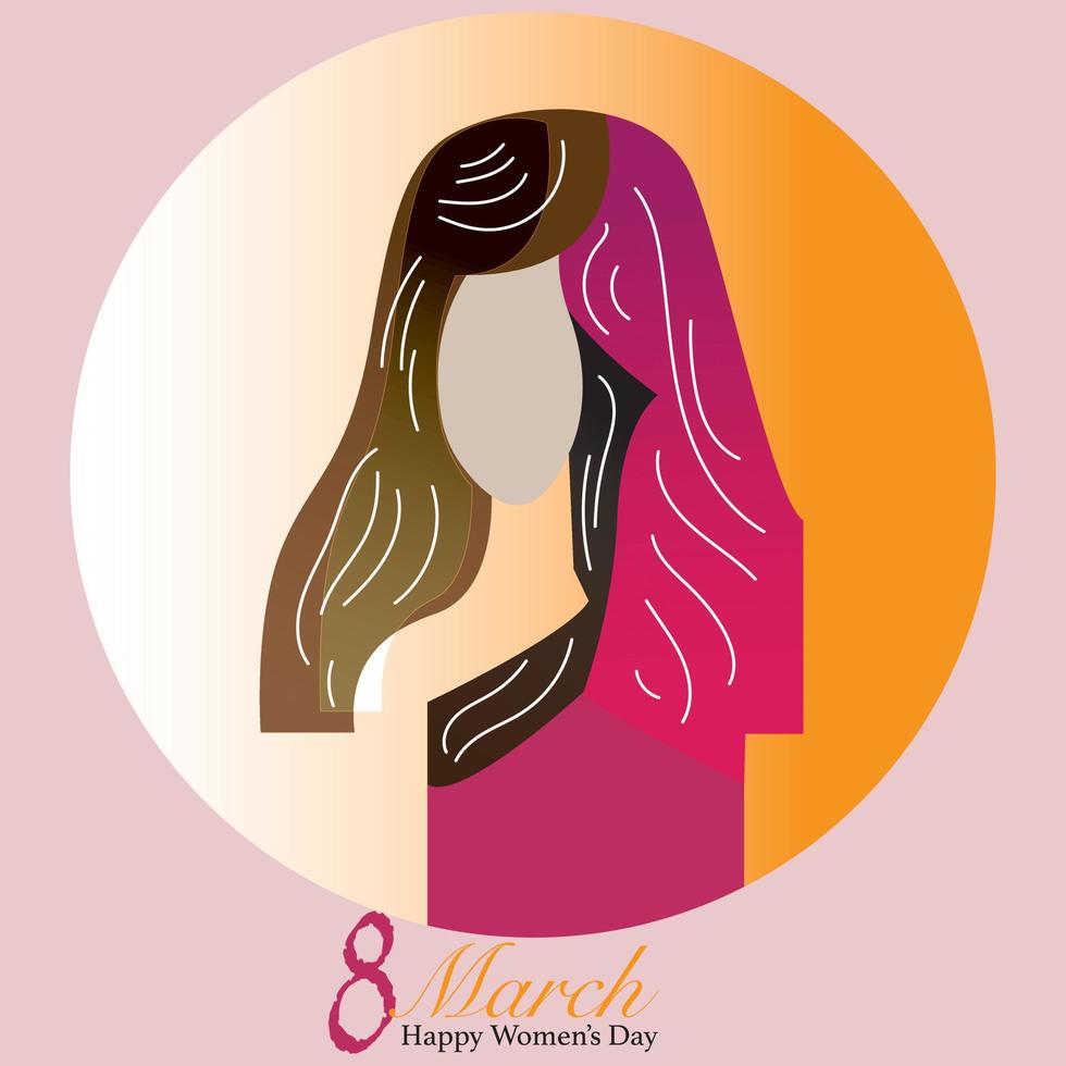 ilustración mujer con largo pelo para internacional De las mujeres día vector