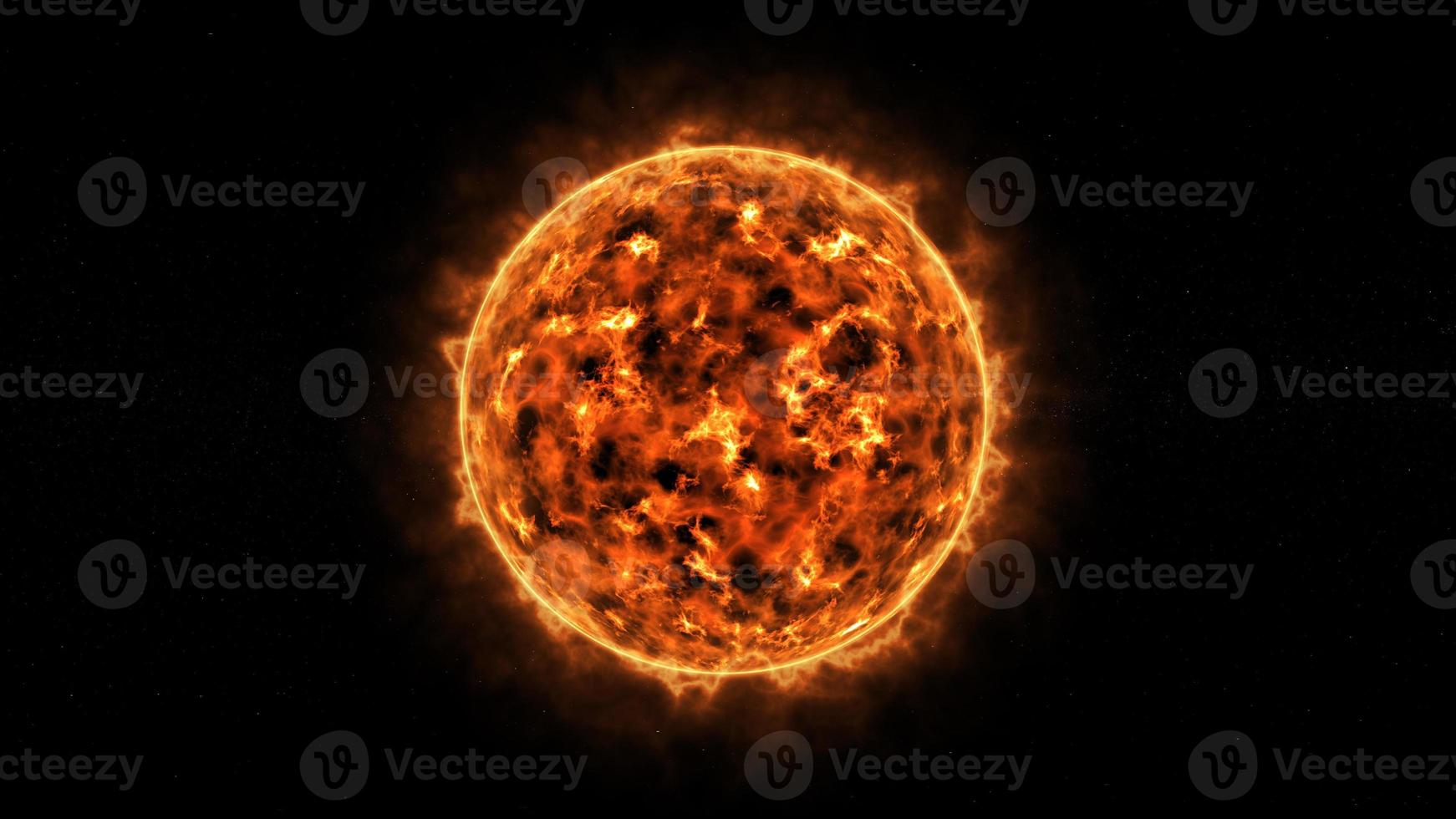 Fiery planet on black background. photo