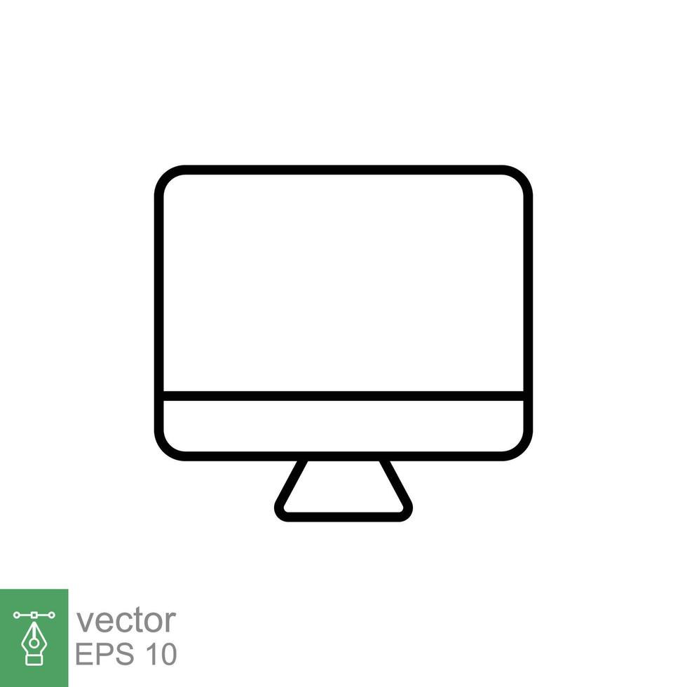 Monitor line icon. Simple outline style. Screen, tv, desktop computer display concept. Vector illustration isolated on white background. EPS 10.