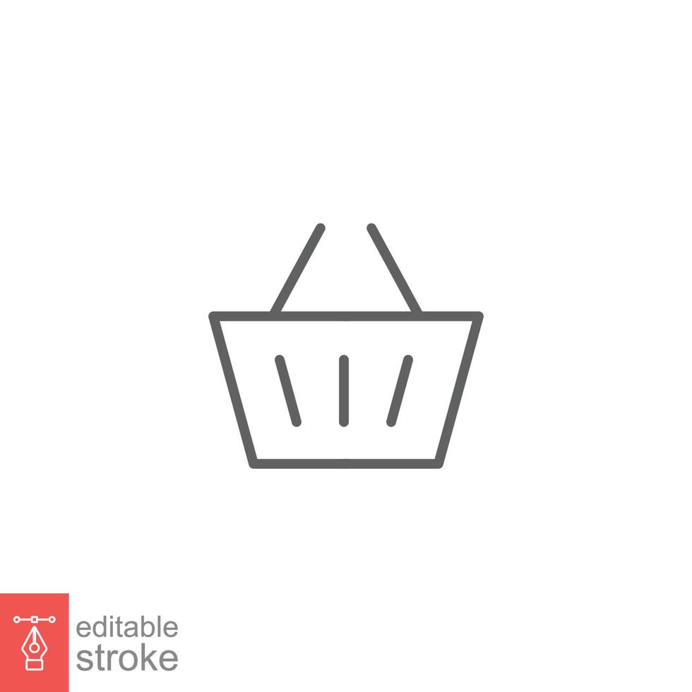 Shopping basket icon. Simple line style for web template and app. Shop, cart, bag, store, online, purchase, buy, retail, vector illustration design on white background. Editable stroke EPS 10.