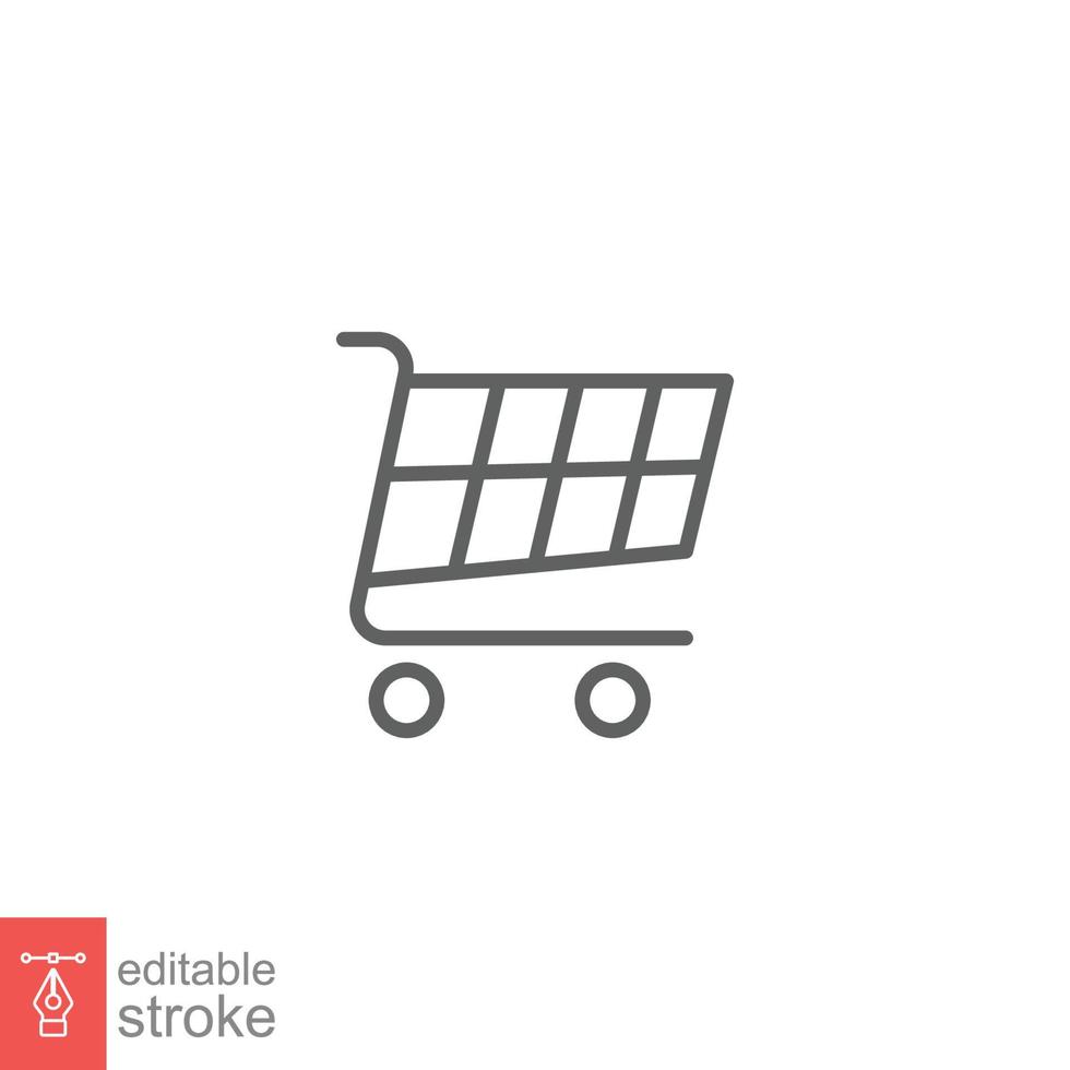 Shopping cart icon. Simple line style for web template and app. Shop, retail, trolley, basket, bag, store, online, buy, vector illustration design on white background. Editable stroke EPS 10.