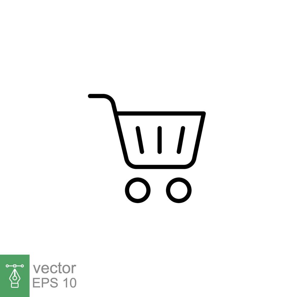 Shopping cart icon. Simple line style for web template and app. Shop, basket, bag, store, online, purchase, buy, retail, vector illustration design on white background. EPS 10.