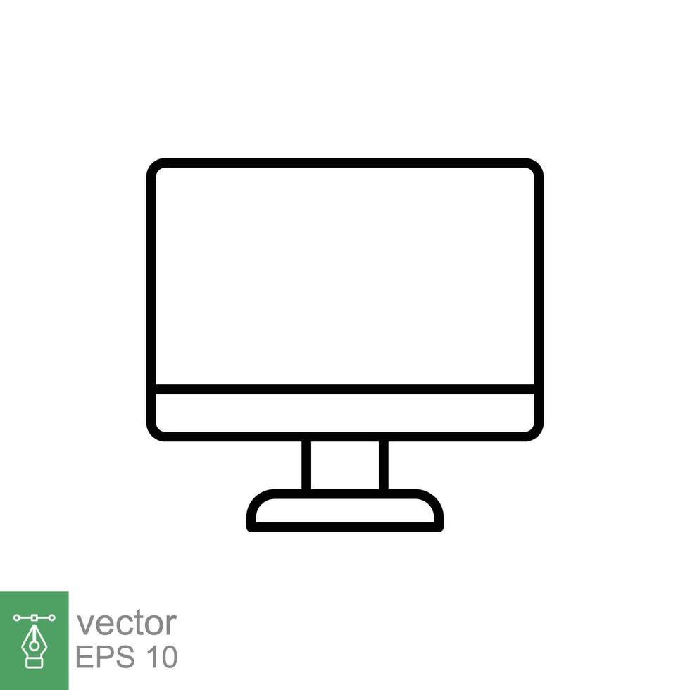 Monitor line icon. Simple outline style. Screen, tv, desktop computer display concept. Vector illustration isolated on white background. EPS 10.