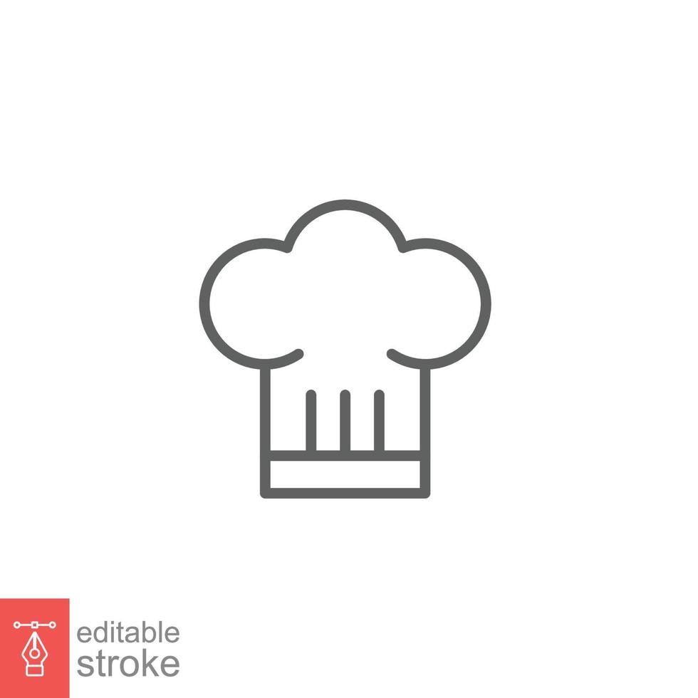 Chef hat line icon. Simple outline style. Toque, chef, cook, table, restaurant concept. Vector illustration isolated on white background. Editable stroke EPS 10.
