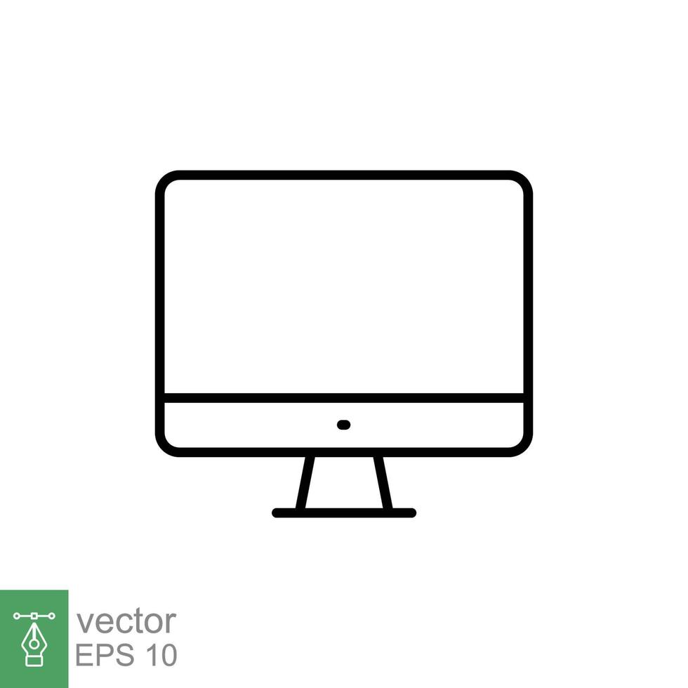 Monitor line icon. Simple outline style. Screen, tv, desktop computer display concept. Vector illustration isolated on white background. EPS 10.