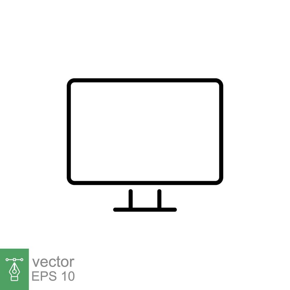 Monitor line icon. Simple outline style. Screen, tv, desktop computer display concept. Vector illustration isolated on white background. EPS 10.