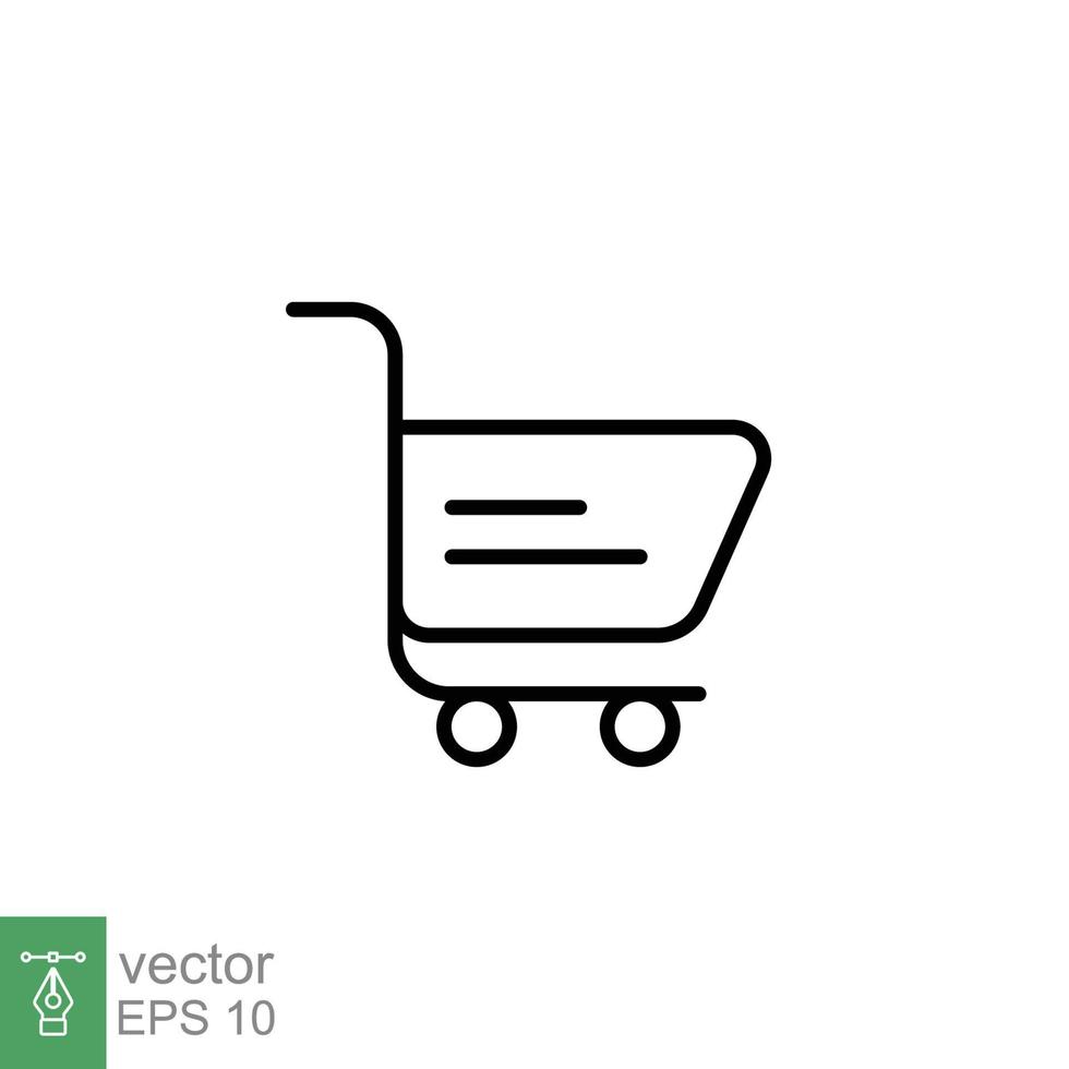 Shopping cart icon. Simple line style for web template and app. Shop, basket, bag, store, online, purchase, buy, retail, vector illustration design on white background. EPS 10.