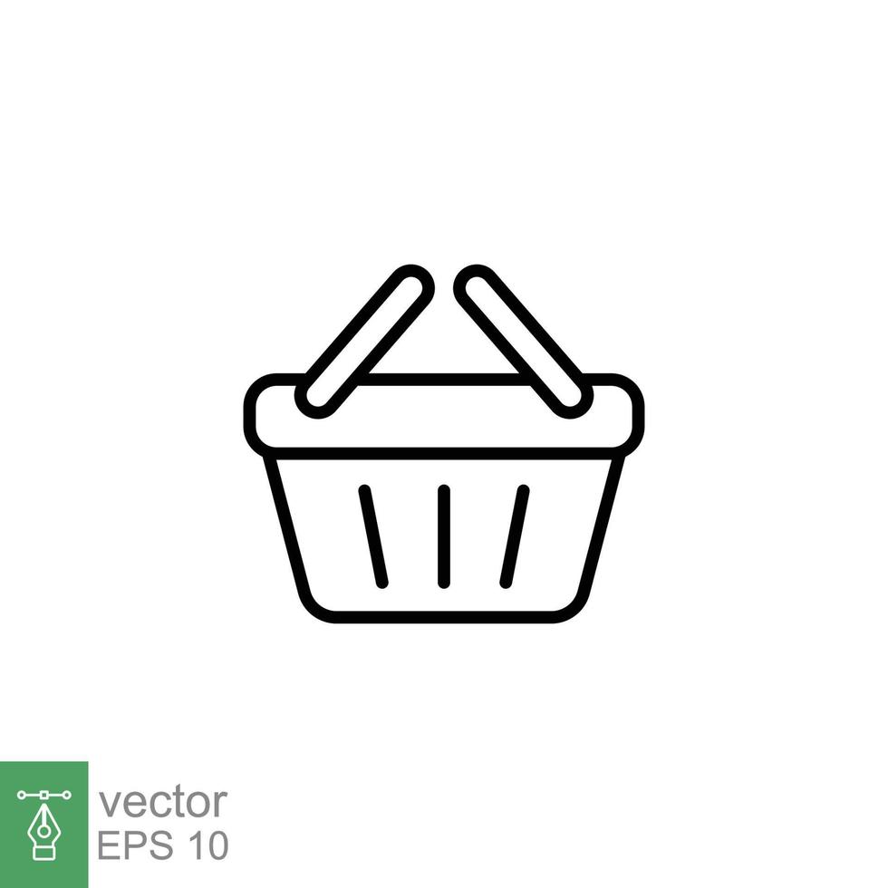 Shopping basket icon. Simple line style for web template and app. Shop, cart, bag, store, online, purchase, buy, retail, vector illustration design on white background. EPS 10.
