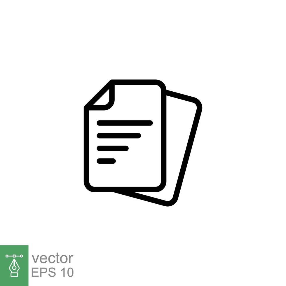 Document line icon. Simple outline style. Note, information, paper, sheet, pictogram, contract, copy concept. Page file, list text vector illustration isolated for web design. EPS 10.