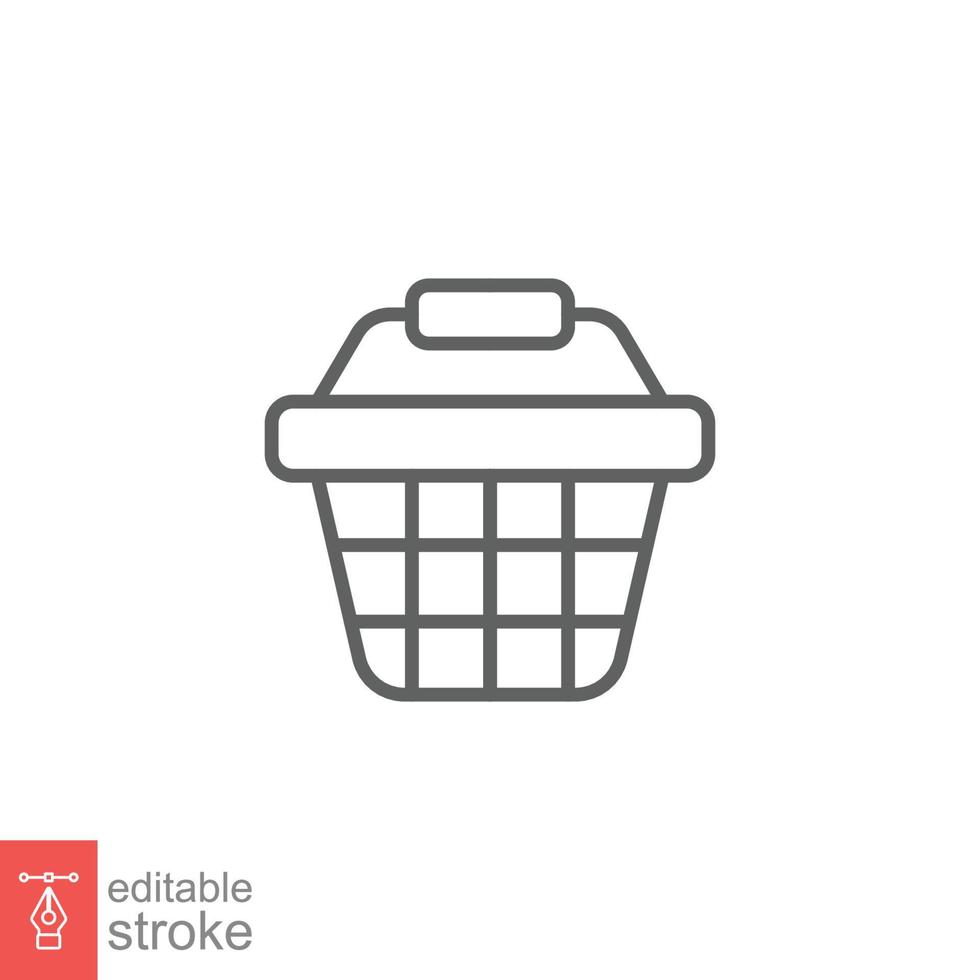 Shopping basket icon. Simple line style for web template and app. Shop, cart, bag, store, online, purchase, buy, retail, vector illustration design on white background. Editable stroke EPS 10.