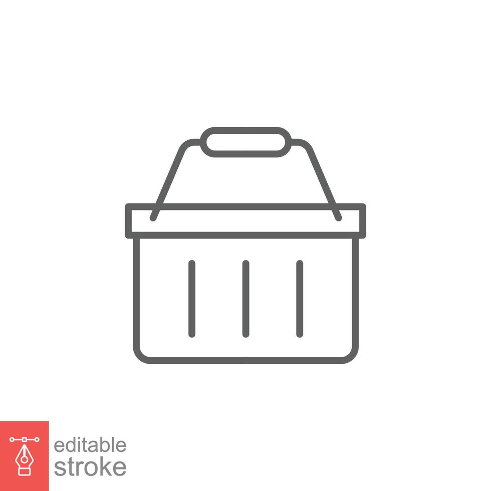 Shopping basket icon. Simple line style for web template and app. Shop, cart, bag, store, online, purchase, buy, retail, vector illustration design on white background. Editable stroke EPS 10.