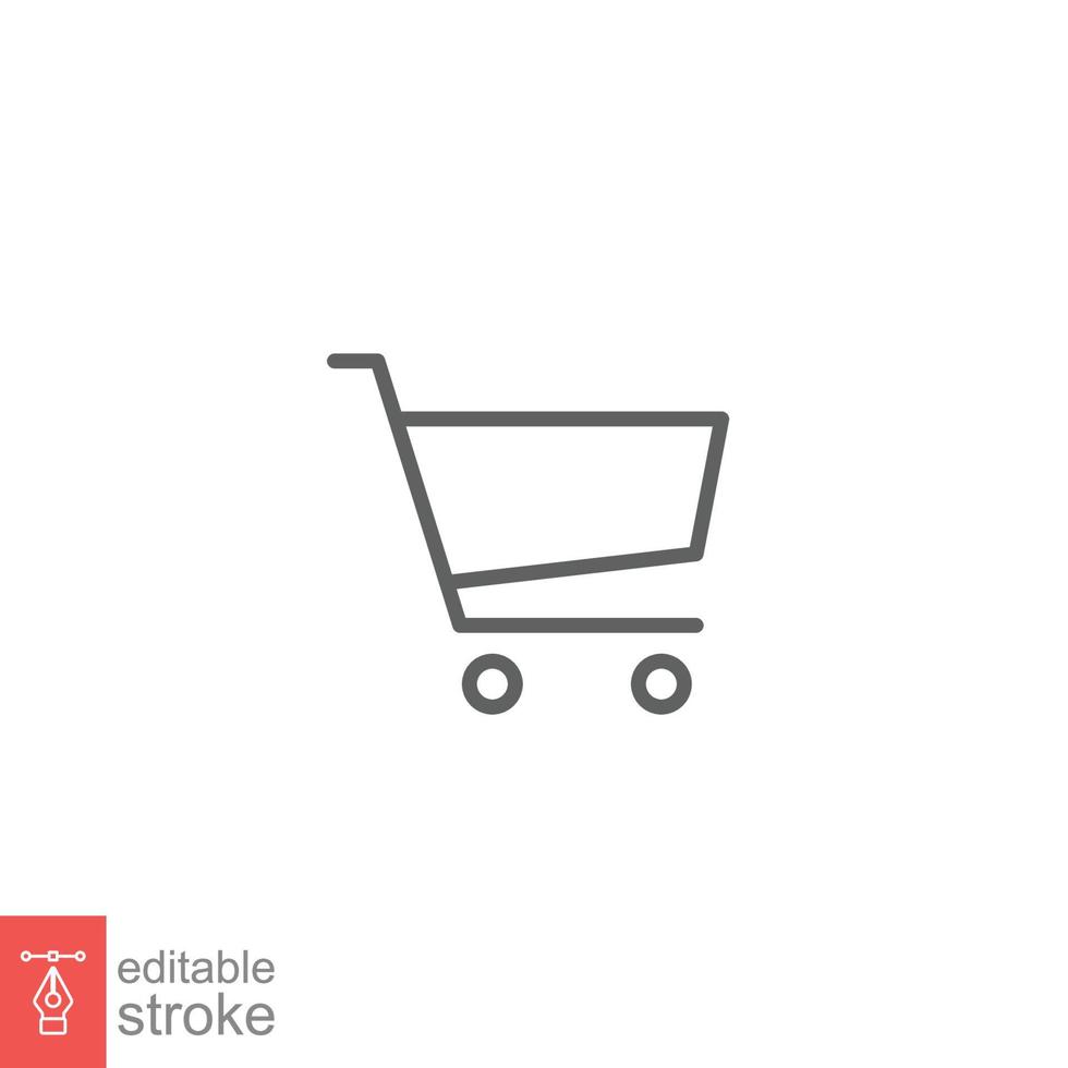 Shopping cart icon. Simple line style for web template and app. Shop, retail, trolley, basket, bag, store, online, buy, vector illustration design on white background. Editable stroke EPS 10.