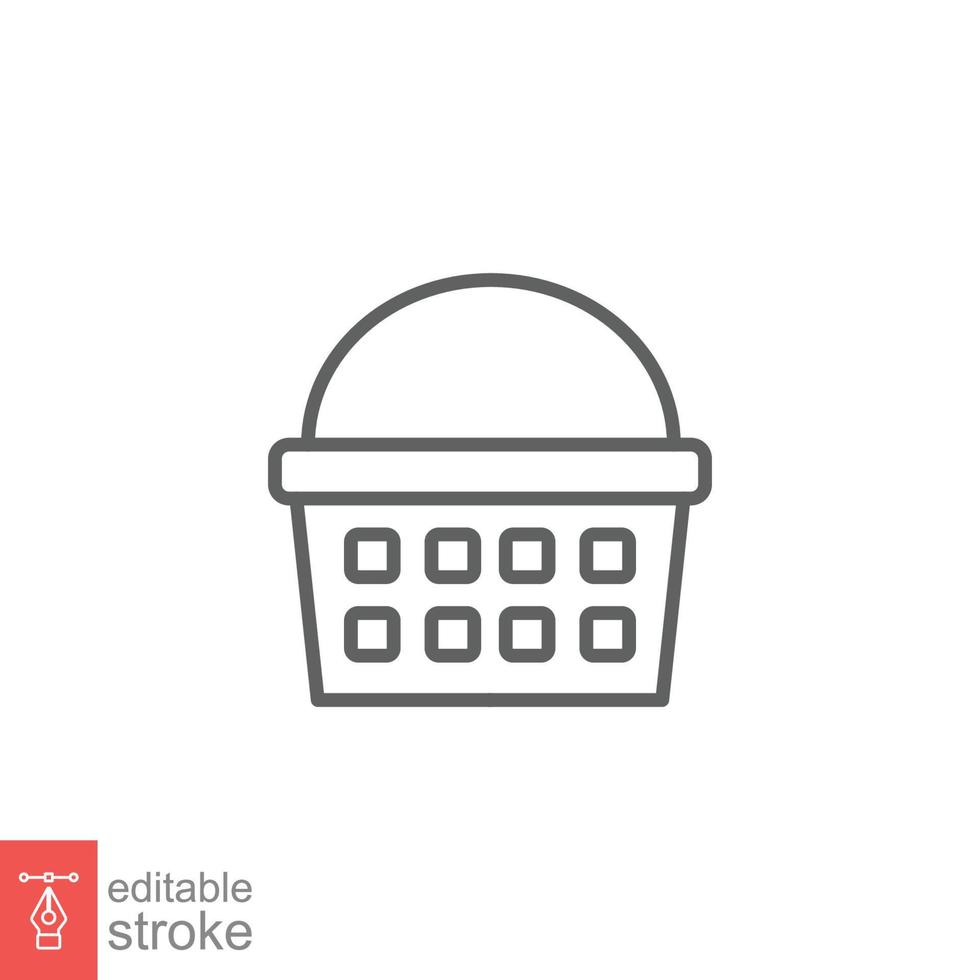 Shopping basket icon. Simple line style for web template and app. Shop, cart, bag, store, online, purchase, buy, retail, vector illustration design on white background. Editable stroke EPS 10.