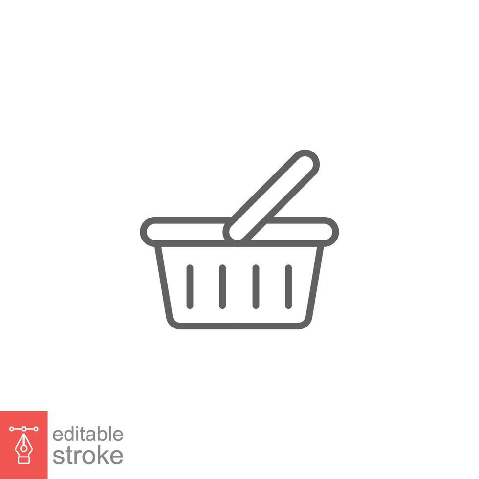 Shopping basket icon. Simple line style for web template and app. Shop, cart, bag, store, online, purchase, buy, retail, vector illustration design on white background. Editable stroke EPS 10.