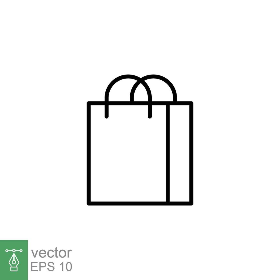 Shopping bag icon. Simple outline style. Paper bag line symbol. Shop, cart, store, online, purchase, buy, retail, vector illustration design on white background. EPS 10.