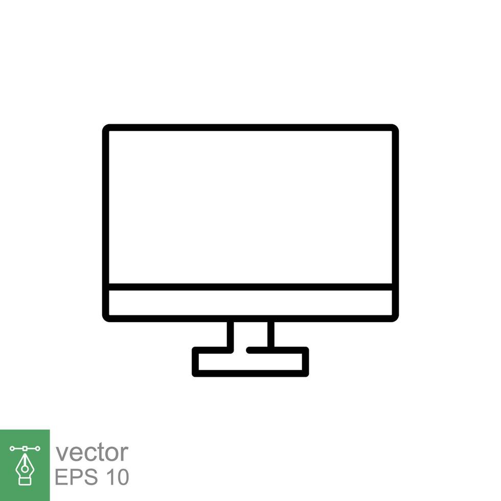 Monitor line icon. Simple outline style. Screen, tv, desktop computer display concept. Vector illustration isolated on white background. EPS 10.