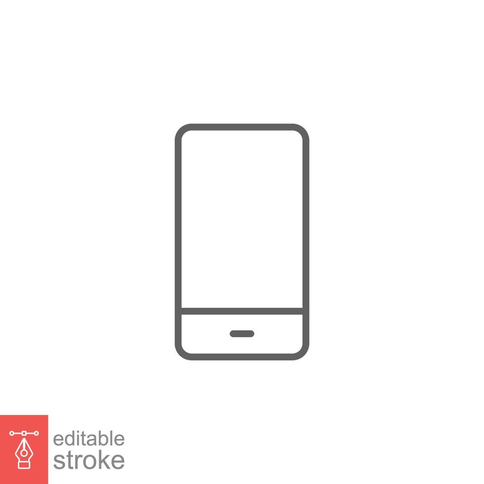 Mobile phone line icon. Simple outline style. Minimal smartphone, telephone, cell phone, technology concept. Vector illustration isolated on white background. Editable stroke EPS 10.