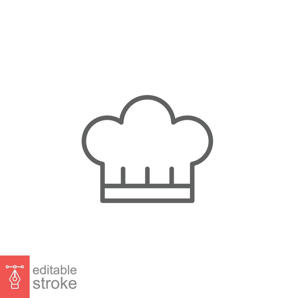 Chef hat line icon. Simple outline style. Toque, chef, cook, table, restaurant concept. Vector illustration isolated on white background. Editable stroke EPS 10.