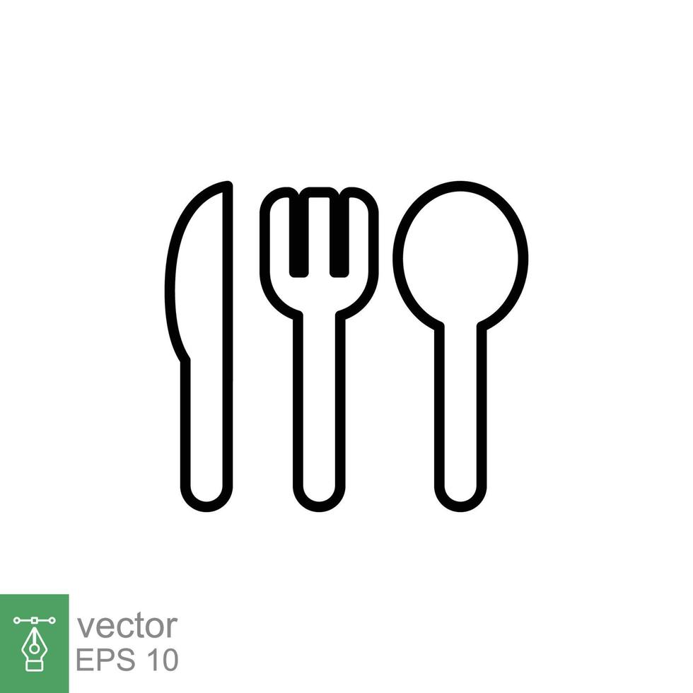 Cutlery line icon. Simple outline style. Spoon, fork, knife, plate, tableware, restaurant concept. Vector illustration isolated on white background. EPS 10.