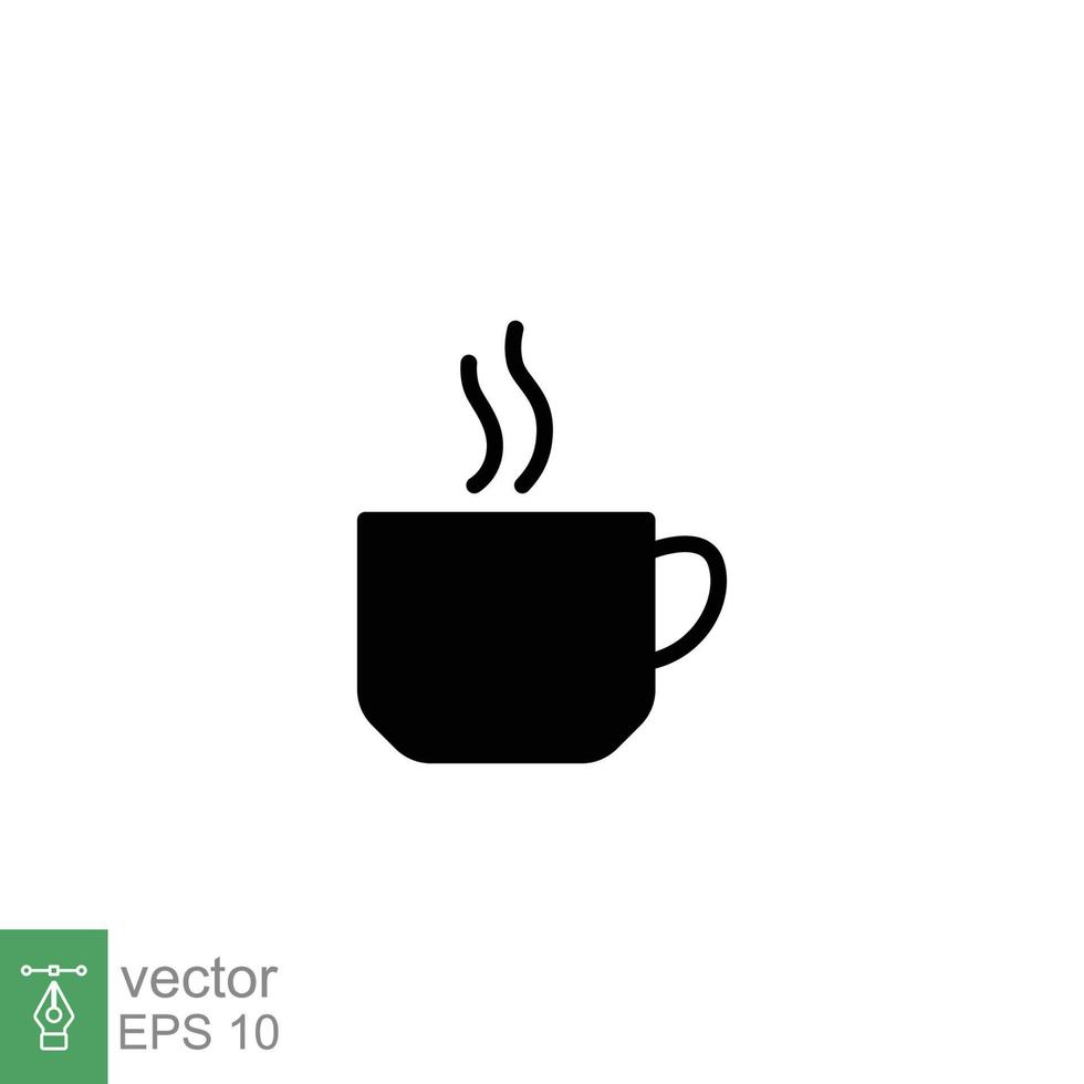 Coffee icon. Simple solid style. Drink, glass, tea, water, chocolate, coffee cup, kitchen, restaurant concept. Black silhouette, glyph symbol. Vector illustration isolated on white background. EPS 10.