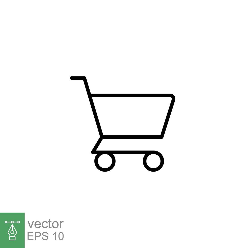 Shopping cart icon. Simple line style for web template and app. Shop, basket, bag, store, online, purchase, buy, retail, vector illustration design on white background. EPS 10.