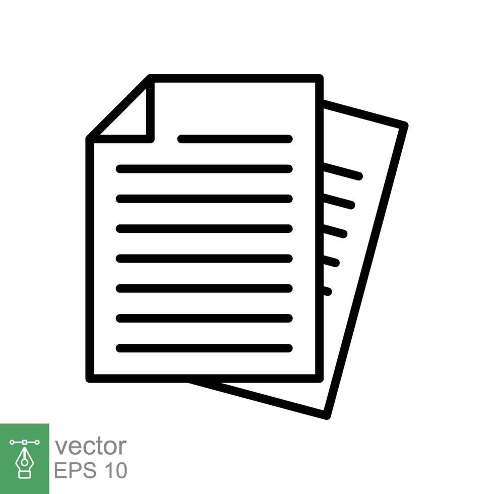 Document line icon. Simple outline style. Note, information, paper, sheet, pictogram, contract, copy concept. Page file, list text vector illustration isolated for web design. EPS 10.