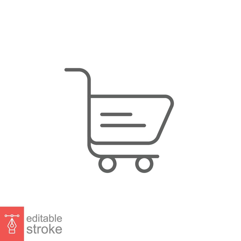 Shopping cart icon. Simple line style for web template and app. Shop, retail, trolley, basket, bag, store, online, buy, vector illustration design on white background. Editable stroke EPS 10.