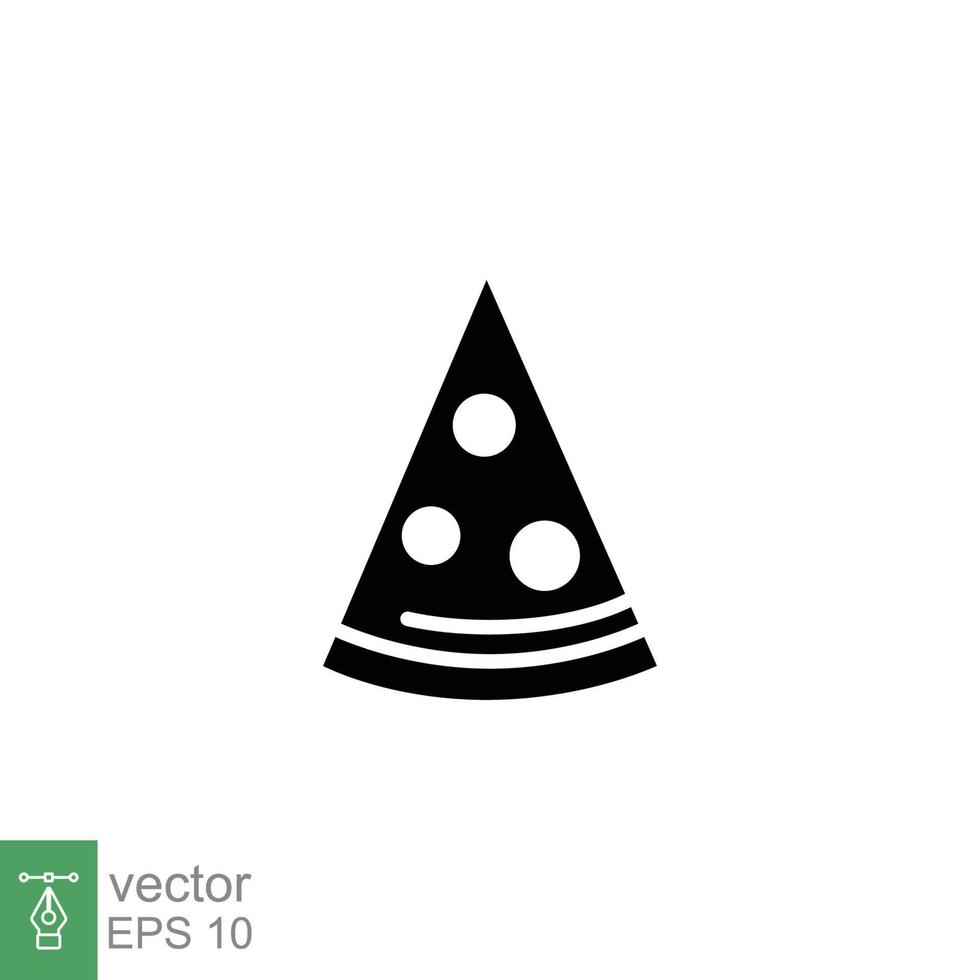 Pizza slice icon. Simple solid style. Pizza, fast food, junk food, take way, kitchen, restaurant concept. Black silhouette, glyph symbol. Vector illustration isolated on white background. EPS 10.