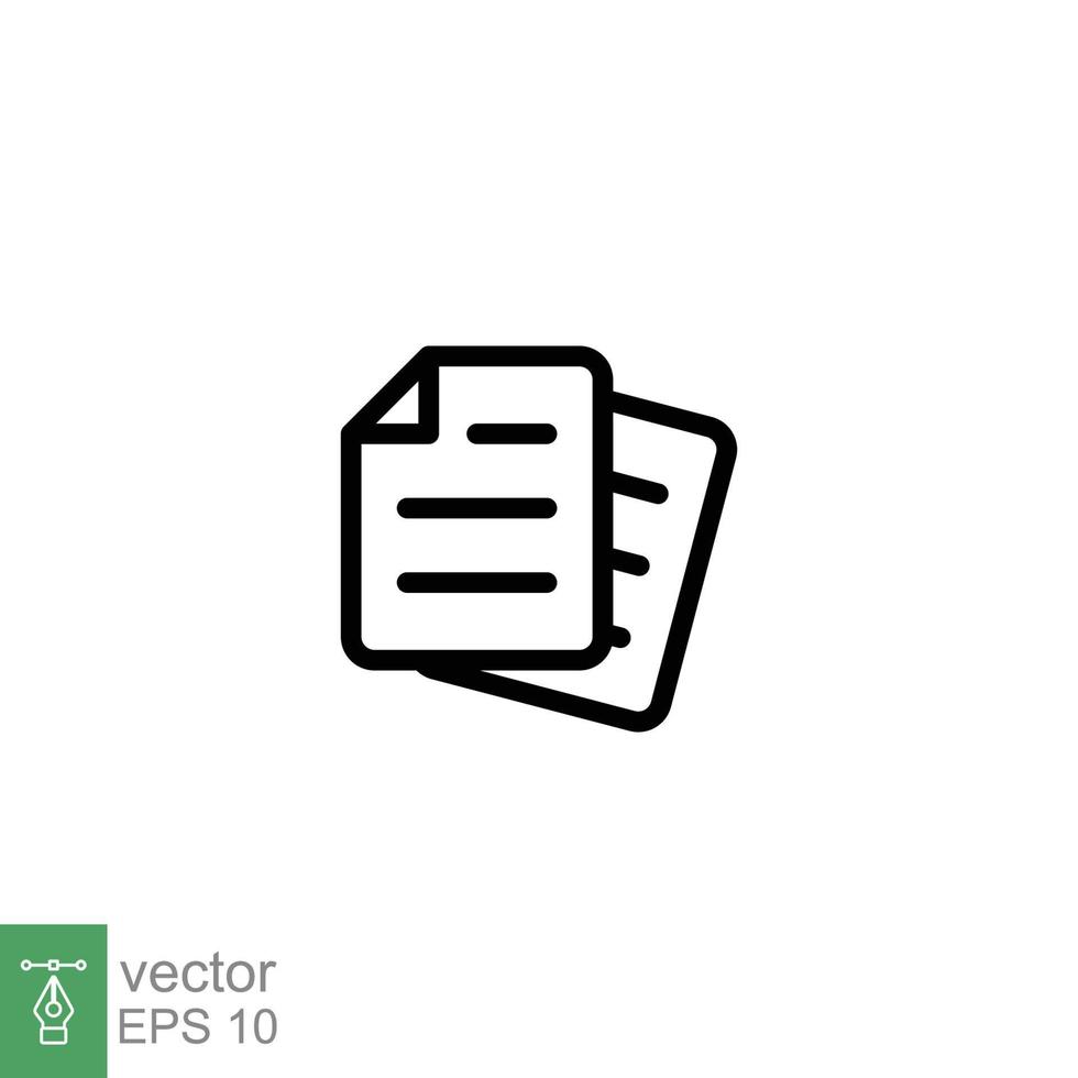 Document line icon. Simple outline style. Note, information, paper, sheet, pictogram, contract, copy concept. Page file, list text vector illustration isolated for web design. EPS 10.