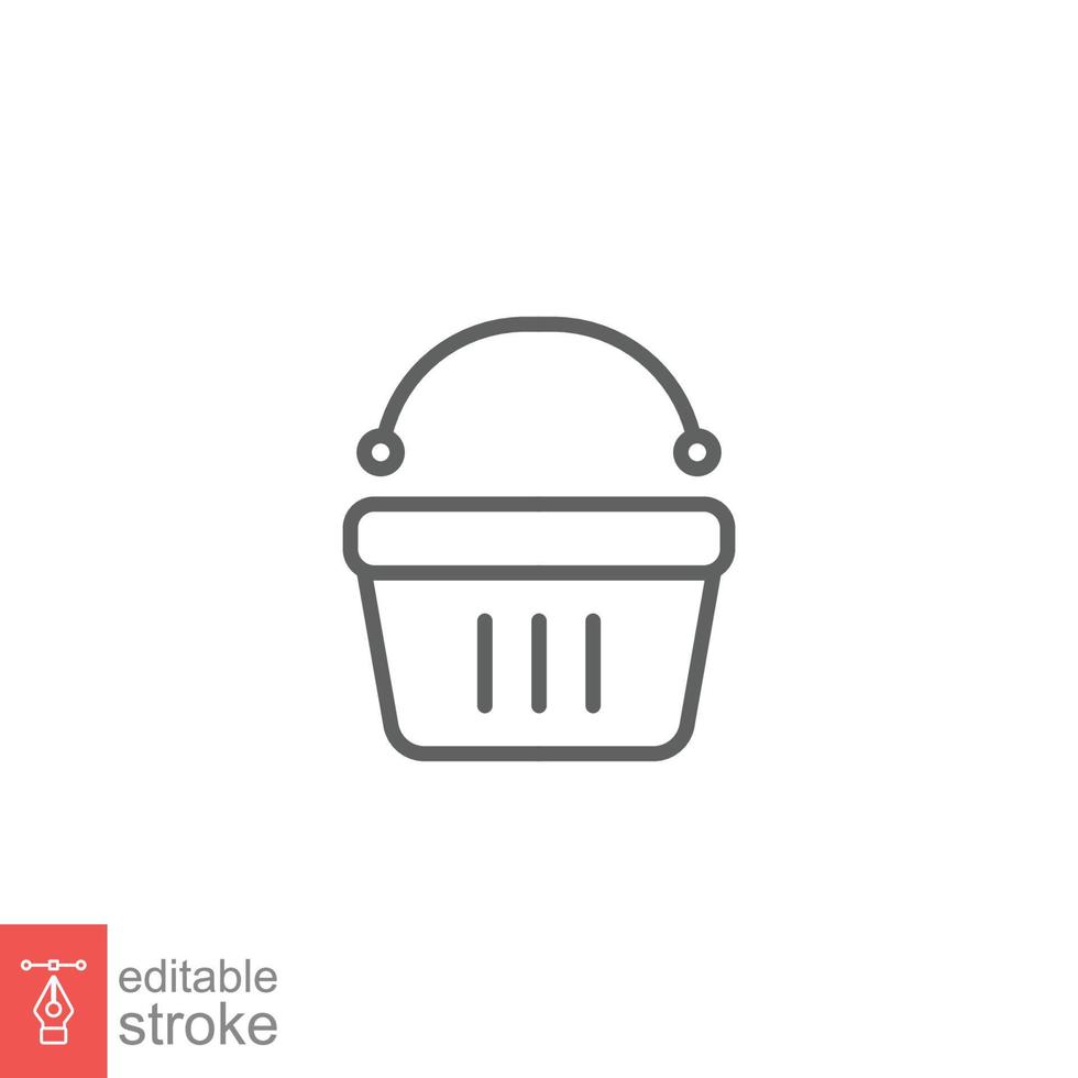 Shopping basket icon. Simple line style for web template and app. Shop, cart, bag, store, online, purchase, buy, retail, vector illustration design on white background. Editable stroke EPS 10.
