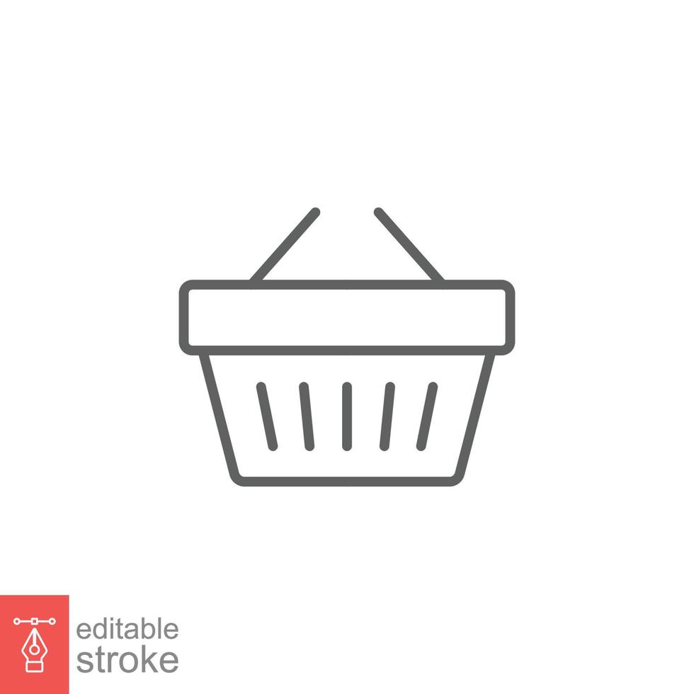 Shopping basket icon. Simple line style for web template and app. Shop, cart, bag, store, online, purchase, buy, retail, vector illustration design on white background. Editable stroke EPS 10.