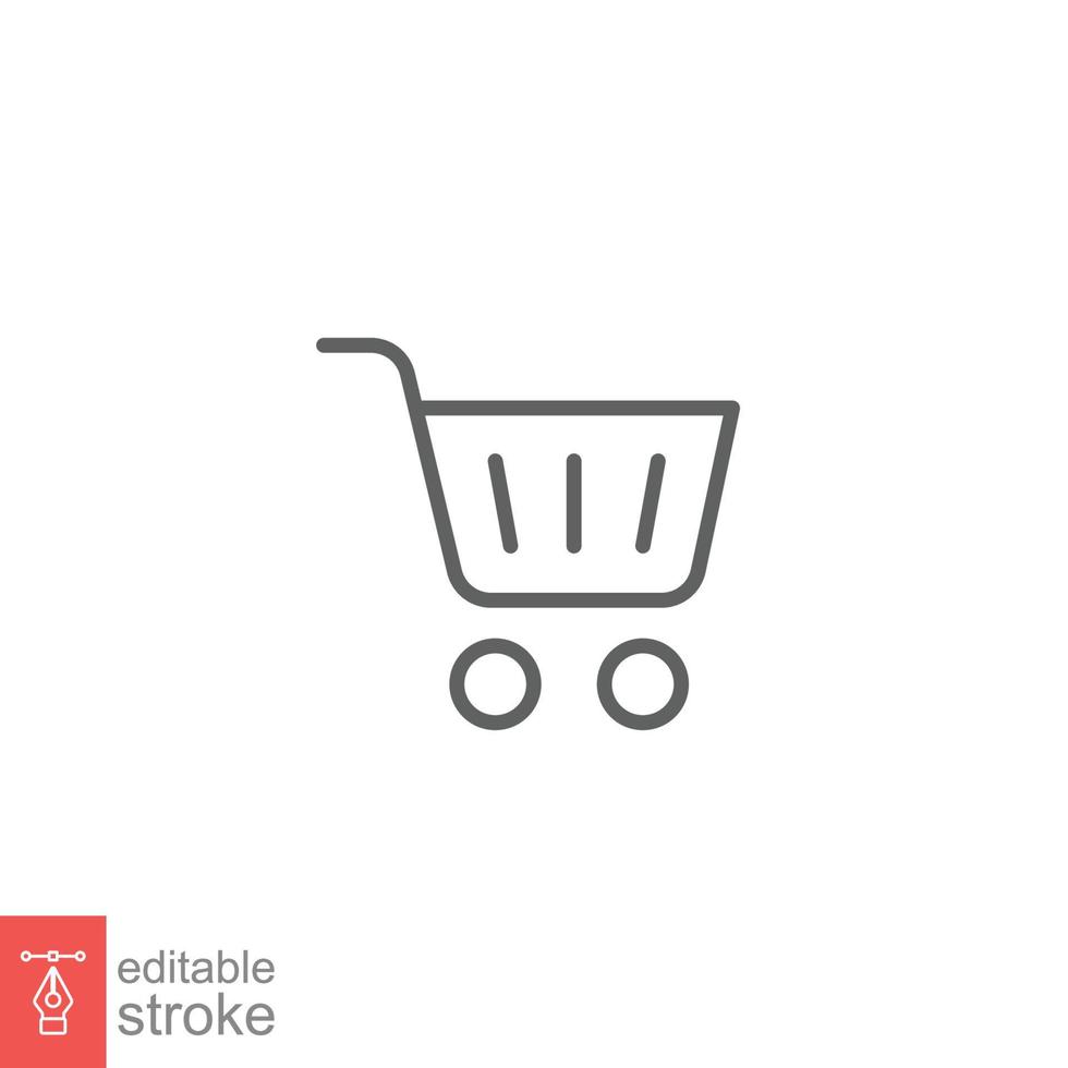 Shopping cart icon. Simple line style for web template and app. Shop, retail, trolley, basket, bag, store, online, buy, vector illustration design on white background. Editable stroke EPS 10.