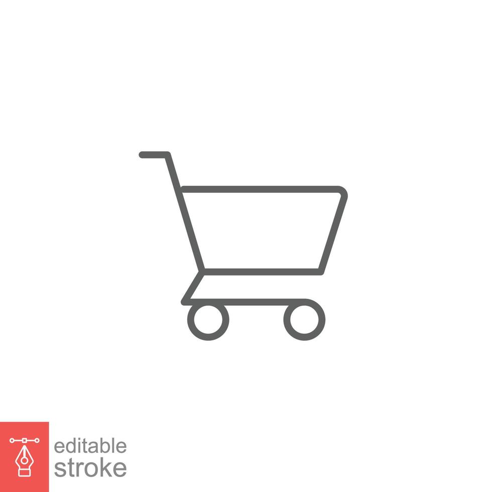 Shopping cart icon. Simple line style for web template and app. Shop, retail, trolley, basket, bag, store, online, buy, vector illustration design on white background. Editable stroke EPS 10.