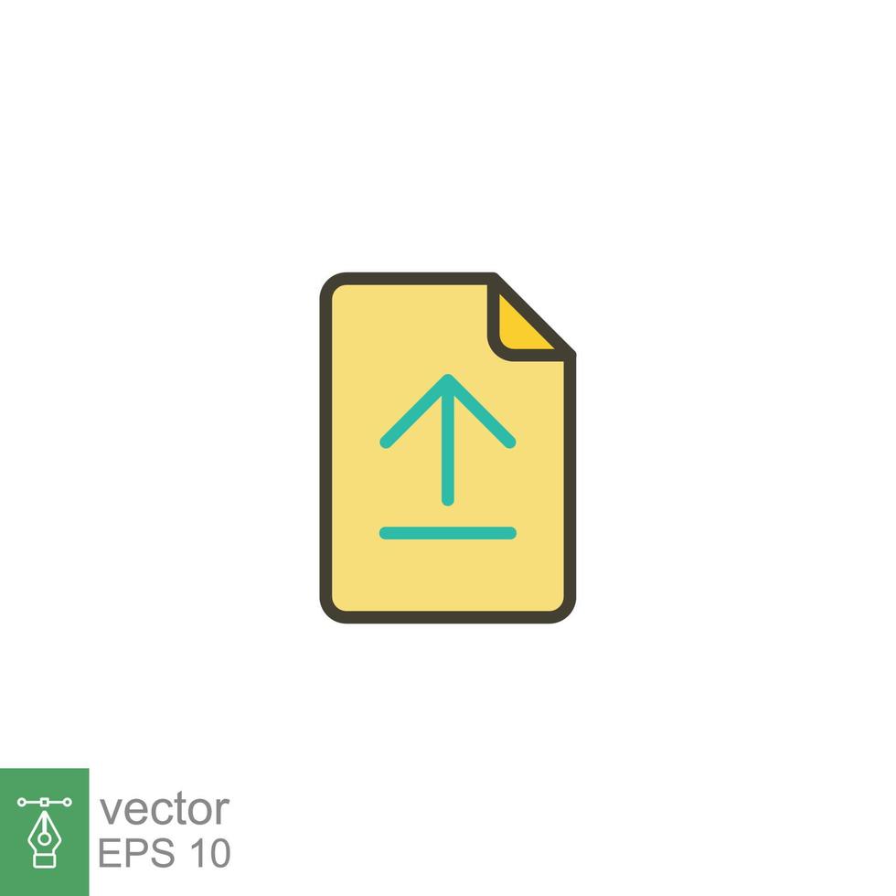 Upload file icon. Simple flat style. Document, report, vector button, download get new project concept. Filled outline style. Vector illustration isolated on white background. EPS 10.