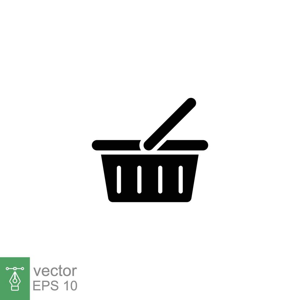Shopping basket icon. Simple solid style for web template and app. Black silhouette symbol. Shop, cart, purchase, buy, retail, vector illustration design on white background. EPS 10.