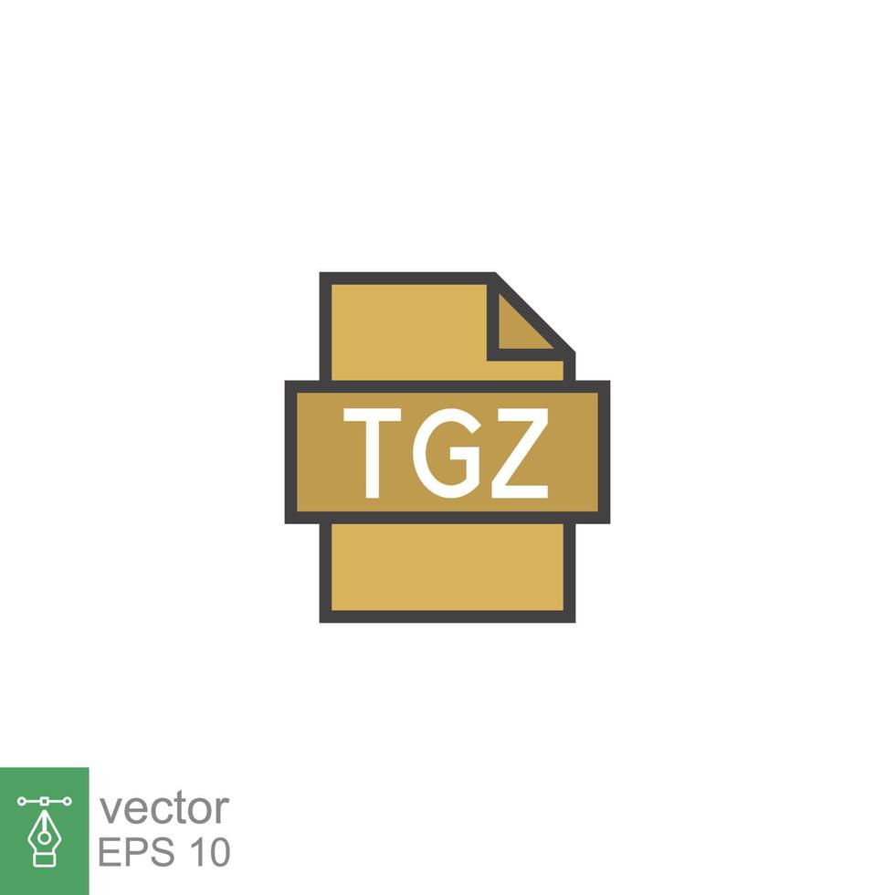 TGZ file format flat icon. Simple filled outline style. Archive, attachment, data, extension, filetype, gzip concept. Vector illustration isolated on white background. EPS 10.