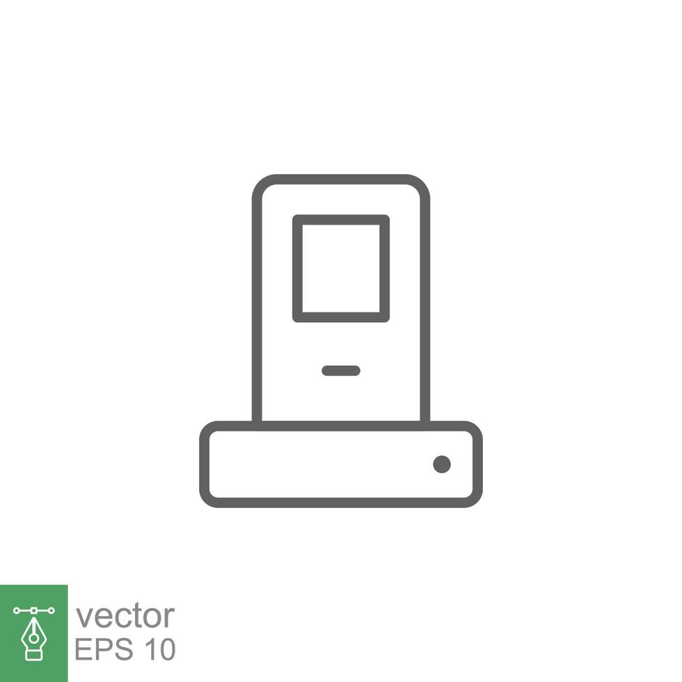 Phone docking station line icon. Simple outline style for web and app. Vector illustration isolated on white background. Editable stroke EPS 10.