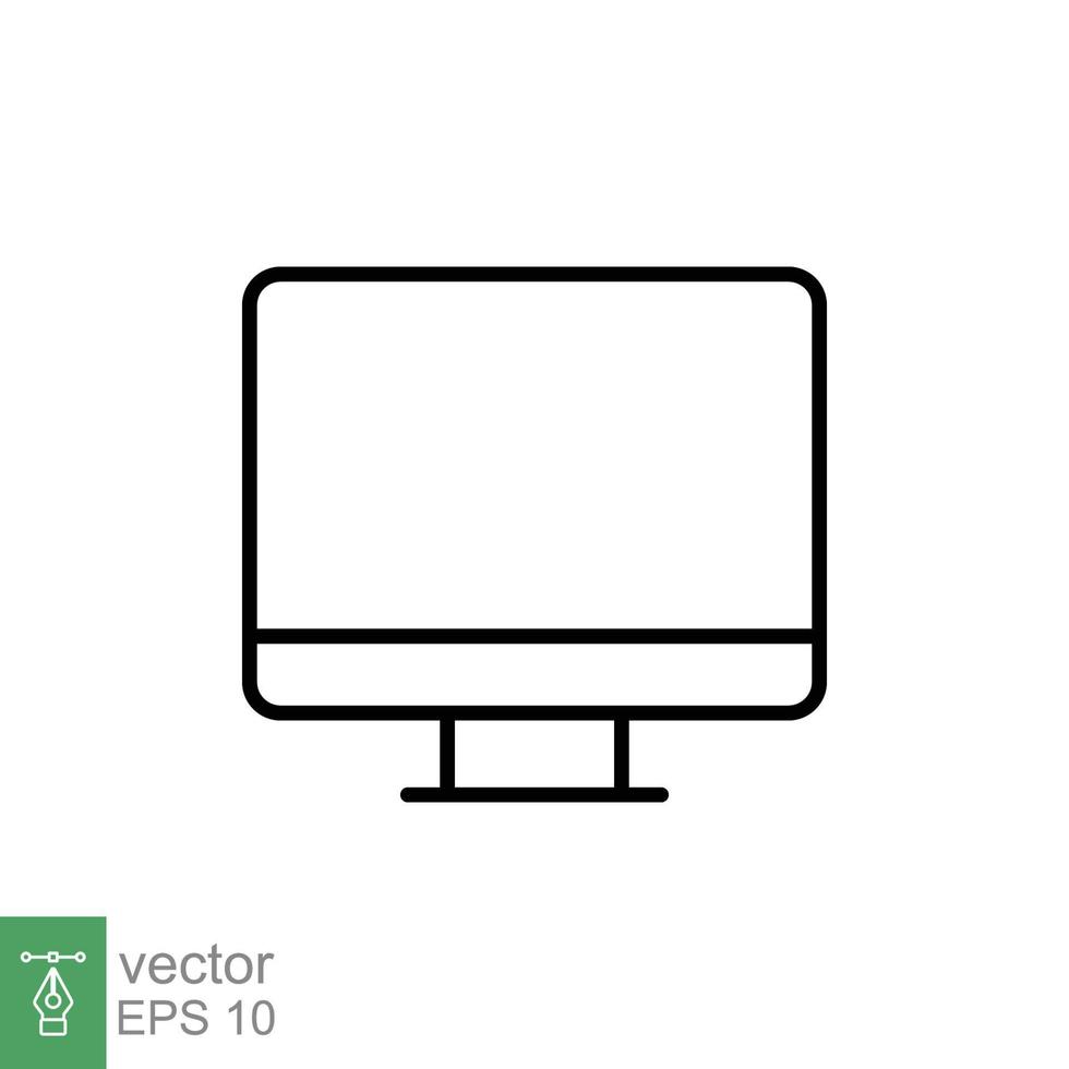 Monitor line icon. Simple outline style. Screen, tv, desktop computer display concept. Vector illustration isolated on white background. EPS 10.