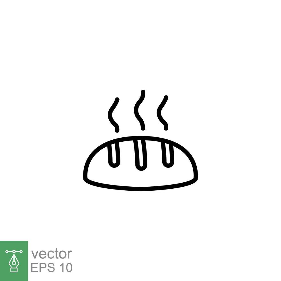 Fresco un pan pan icono. Delgado línea panadería símbolo. sencillo contorno estilo. caliente, dulce, cocina, comida restaurante concepto. vector ilustración aislado en blanco antecedentes. eps 10