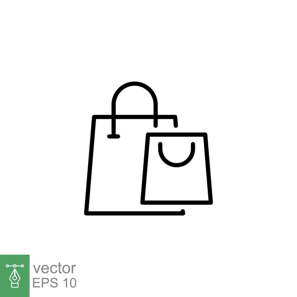 Paper bags icon. Simple outline style. Thin line symbol. Shop, cart, store, online, purchase, buy, retail, vector illustration design on white background. EPS 10.