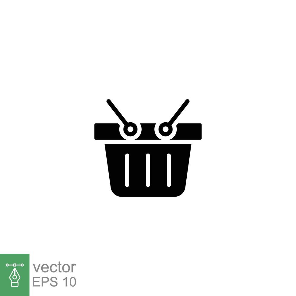 Shopping basket icon. Simple solid style for web template and app. Black silhouette symbol. Shop, cart, purchase, buy, retail, vector illustration design on white background. EPS 10.