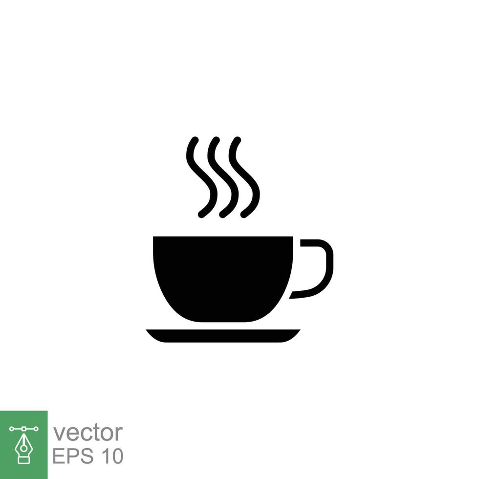 café icono. sencillo sólido estilo. beber, vaso, té, agua, chocolate, café taza, cocina, restaurante concepto. negro silueta, glifo símbolo. vector ilustración aislado en blanco antecedentes. eps 10