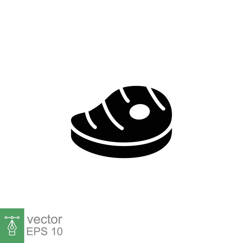 Beef meat icon. Simple solid style. Steak, food, grill, meal, bbq, kitchen, restaurant concept. Black silhouette, glyph symbol. Vector illustration isolated on white background. EPS 10.