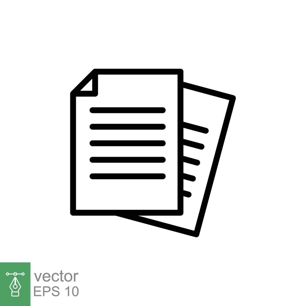 Document line icon. Simple outline style. Note, information, paper, sheet, pictogram, contract, copy concept. Page file, list text vector illustration isolated for web design. EPS 10.