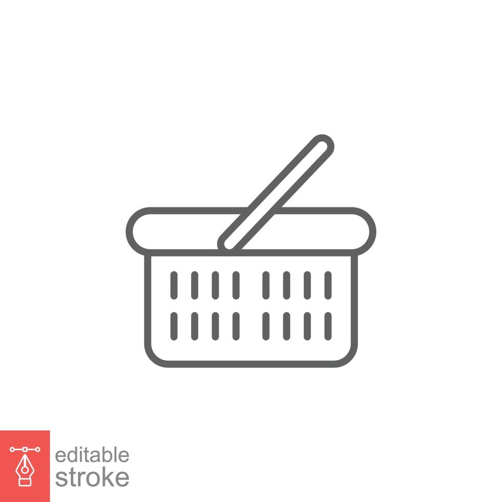 Shopping basket icon. Simple line style for web template and app. Shop, cart, bag, store, online, purchase, buy, retail, vector illustration design on white background. Editable stroke EPS 10.