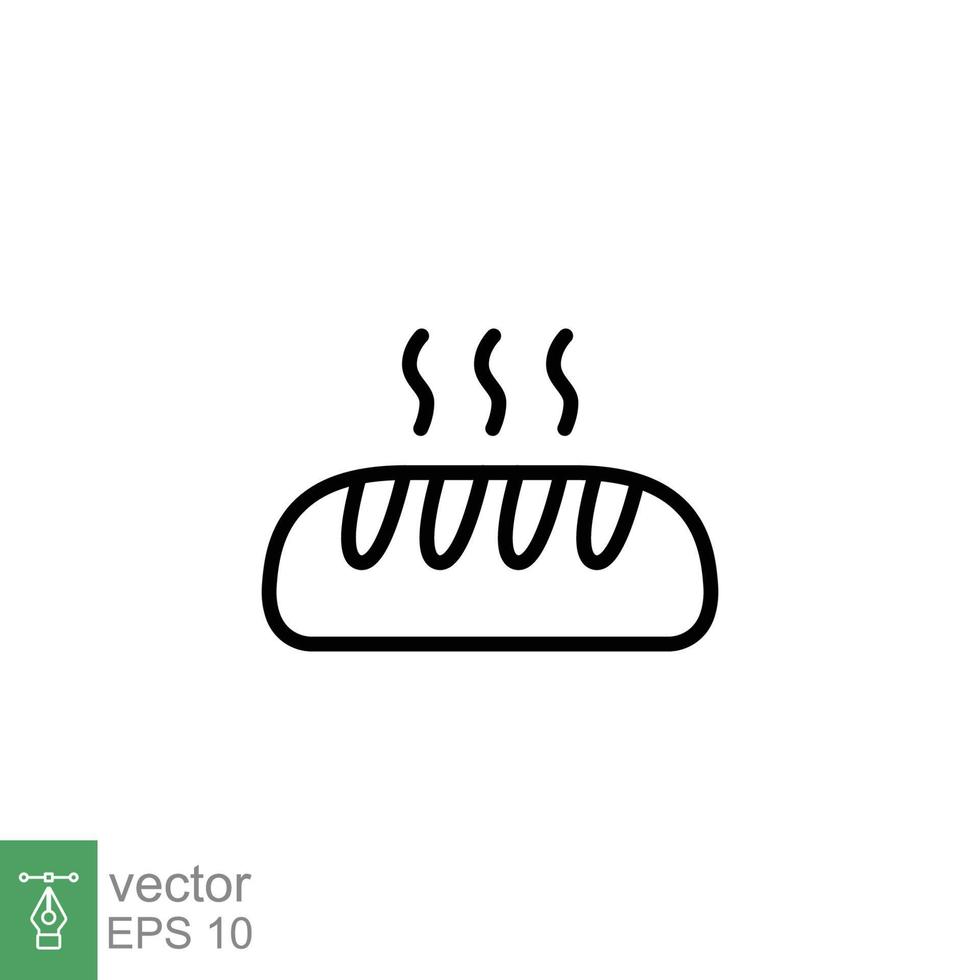 Fresh bread loaf icon. Thin line bakery symbol. Simple outline style. Hot, sweet, kitchen, food restaurant concept. Vector illustration isolated on white background. EPS 10.